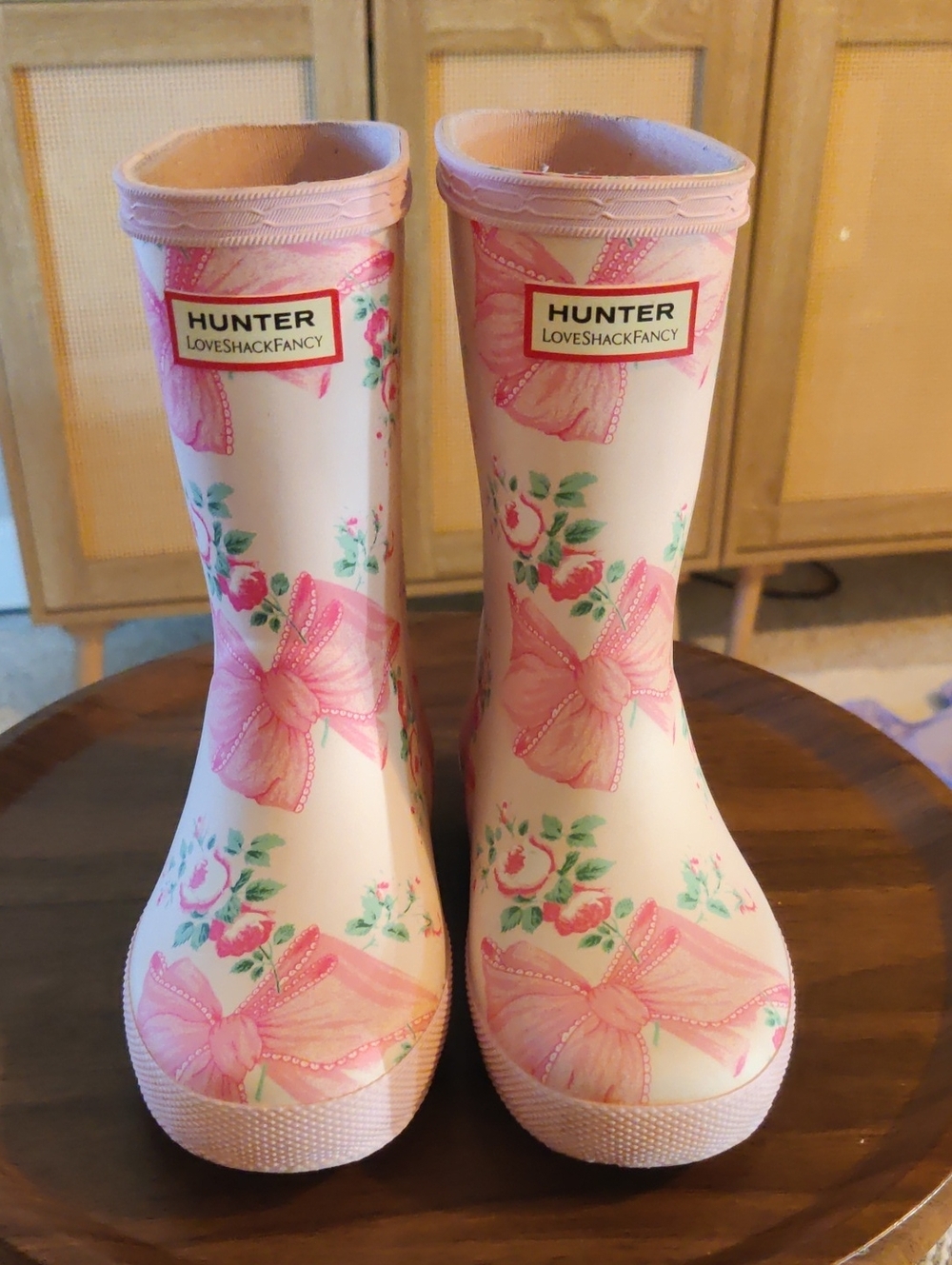 LoveShackFancy x Hunter Rainboots Rosa Beaux size 9c